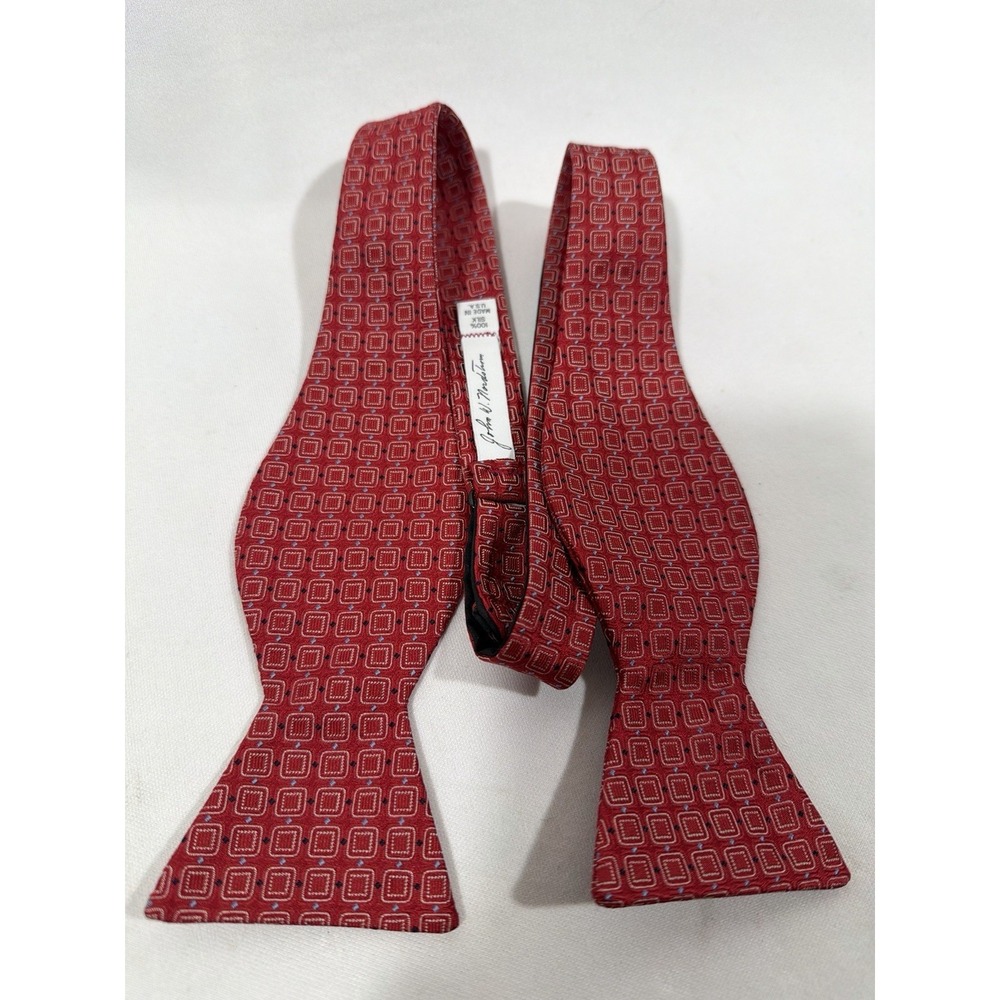 John W Nordstrom Silk Bow Tie Geometric Preppy Formal Adjustable Mens